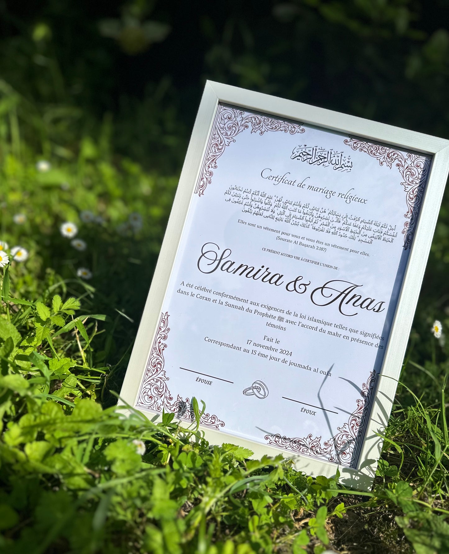 Luxe Oriental - Certificat de Mariage Religieux - Nisaa & Co