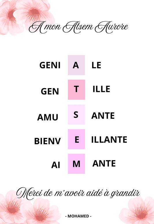 Affiche Cadeau pour ATSEM ou Maîtresse - Nisaa & Co