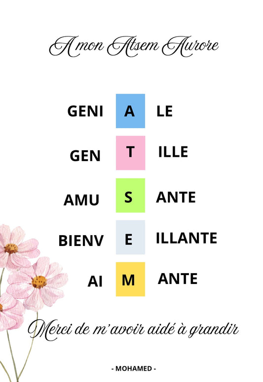 Affiche Cadeau pour ATSEM ou Maîtresse - Nisaa & Co
