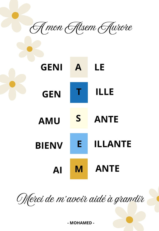 Affiche Cadeau pour ATSEM ou Maîtresse - Nisaa & Co
