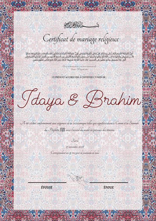 Lyla - Certificat de Mariage Religieux - Nisaa & Co